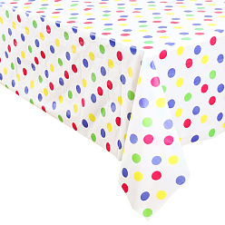 Polka Dot Disposable PE Plastic Tablecloths, for Party, Rectangle, Colorful, Polka Dot Pattern, 2700x1370mm