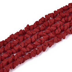 (123L) Белый крем непрозрачный блеск Матовые непрозрачные стеклянные бусы пряди, треугольные, граненые, огнеупорный кирпич, 3~3.5x4~4.5x4~4.5 мм, отверстие : 0.8 мм, около 121~131 шт / нитка, 14.37~15.35 дюйм (36.5~39 см)