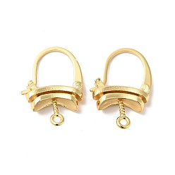 Real 18K Gold Plated Brass Oval Hoop Earring Findings with Latch Back Closure, with Horizontal Loops, Cadmium Free & Nickel Free & Lead Free, Real 18K Gold Plated, 20x13x3.5mm, Pin: 0.5x1mm