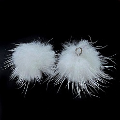 Белый Дым Подвески из меха норки, фурнитура из нержавеющей стали , серый, 30 мм