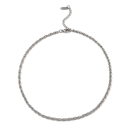 Stainless Steel Color 304 Stainless Steel Mesh Chain Necklace, Stainless Steel Color, 16-1/8~16-1/4 inch(41~41.3cm)