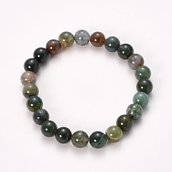 Indian Agate Natural Indian Agate Beaded Stretch Bracelets, Round, 2-1/8 inch(55mm), Bead: 8~9mm