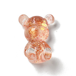 Легкий Лосось Прозрачные смолы кабошоны, 3d блестящий медведь, светлый померанцевый, 28x19x11 мм