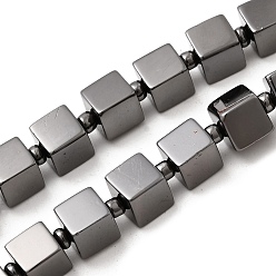 Металлическо-черное Гальванопокрытие Стеклянные бусины с гальваническим покрытием , кубические, покрытие черного цвета металла, 6.5x6.5x6.5 мм, отверстие : 1 мм, около 47 шт / нитка, 16.14'' (41 см)