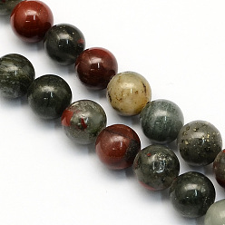 Bloodstone Natural African Bloodstone Beads Strands, Heliotrope Stone Beads, Round, 4~4.5mm, Hole: 1mm, about 87pcs/strand, 15.5 inch