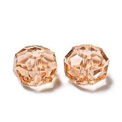 Light Peach Transparent Glass Beads, Faceted, Rondelle, Light Peach, 8x5mm, Hole: 1.2mm