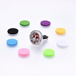 Mixed Color 316 Surgical Stainless Steel Car Diffuser Locket Clips, with Perfume Pad and Magnetic Clasps, Flat Round with Christmas Reindeer/Stag, Mixed Color, 30x7mm