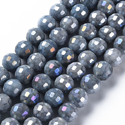 Gray Opaque Baking Painted Glass Beads Strands, Faceted, Round, Gray, 10x9.5mm, Hole: 1.2mm, about 45pcs/strand, 14.96''(38cm)