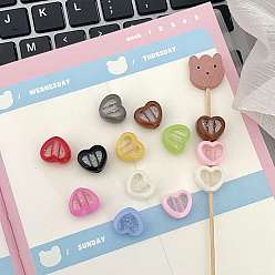 (52) Непрозрачная лаванда Прозрачного акрилового Европейский бисером, бусины с большим отверстием, бусина в бусине, сердце, с блеском порошок, разноцветные, 13.2x14.8x8.2 мм, отверстие : 4 мм