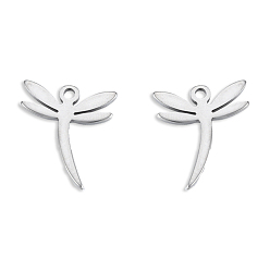 Stainless Steel Color 201 Stainless Steel Charms, Dragonfly, Stainless Steel Color, 12.5x11x1mm, Hole: 1.5mm