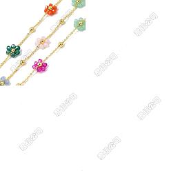 Разноцветный 2.5м латунные цепочки в виде цветка, со стеклом, стойки покрытие, долговечный, без свинца и без кадмия, несварные, с катушкой, реальный 18 k позолоченный, красочный, 1.5x1.4x0.4 мм