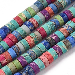 Mixed Color Natural Imperial Jasper Beads Strands, Dyed, Column, Mixed Color, 6~6.5x3~3.5mm, Hole: 1.2mm, about 115pcs/strand, 15.35 inch~15.74 inch(39~40cm)