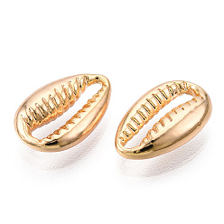 Real 18K Gold Plated Brass Linking Rings, Cowrie Shell Shape, Long-Lasting Plated, Nickel Free, Real 18K Gold Plated, 13.2x9x3.5mm