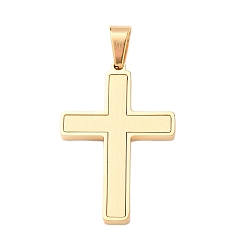 Золотой Подвески из матовой 304 нержавеющей стали, крестик, вакуумное покрытие pvd, золотые, 38.5x26x3 мм, отверстие : 8x5 мм