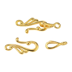 Golden Tibetan Style Hook and Eye Clasps, Lead Free & Cadmium Free & Nickel Free, about 12mm wide, 25mm long, Bar: 16mm long, hole: 3mm, LF1157Y, Gold Color