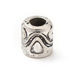 Antique Silver Tibetan Style Alloy Beads, Column with Skull, Antique Silver, 8x7mm, Hole: 3.5mm, about 416pcs/500g