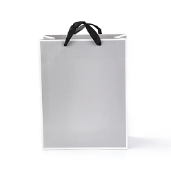 Silver Rectangle Paper Bags, with Handles, for Gift Bags and Shopping Bags, Silver, 32x25x0.6cm