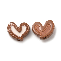 Седло Коричневый Эмалевые шарики из сплава, окрашенные распылением, сердце, седло коричневый, 9.5x11.5x4 мм, отверстие : 1.5 мм