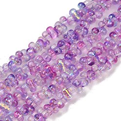 Сливовый Стеклянные бусины с гальваническим покрытием , арахис, слива, 3~4x6~7x4~5 мм, отверстие : 1 мм, около 156~158 шт / нитка, 15.35''~15.75'' (39~40 см)