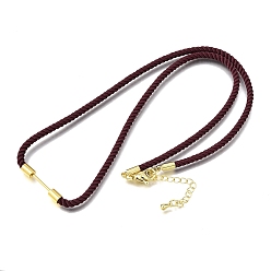 Кокосово-Коричневый 3мм круглые нейлоновые миланские шнуры для изготовления ожерелий, с латунными выводами и 303 застежками из лобстера из нержавеющей стали, золотые, долговечный, стойки покрытие, кокосового коричневый, 19.53 дюйм (49.6 см)