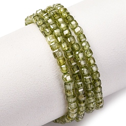 Темно-оливково-зеленый Бусины из кубического циркония, граненые квадратные, темно-оливковый зеленый, 2x2x2 мм, отверстие : 0.6 мм, около 159~160 шт / нитка, 14.57''~14.76'' (37~37.5 см)