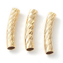 Real 24K Gold Plated Brass Tube Beads, Long-Lasting Plated, Curved Beads, Tube, Real 24K Gold Plated, 20x4mm, Hole: 3mm