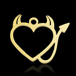 Real 18K Gold Plated 201 Stainless Steel Pendants, Heart, Real 18K Gold Plated, 15.5x19x1mm, Hole: 1.6mm