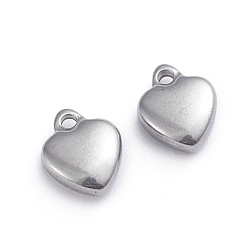 Stainless Steel Color 304 Stainless Steel Charms, Heart, Stainless Steel Color, 7.5x6.5x2.7mm, Hole: 1mm