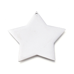 Stainless Steel Color 304 Stainless Steel Pendants, Manual Polishing, Stamping Blank Tag, Laser Cut, Star, Stainless Steel Color, 31x32.5x0.8mm, Hole: 1.2mm