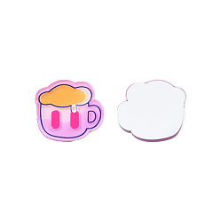 Violet Printed Acrylic Cabochons, Cup, Violet, 20x20x2mm