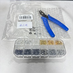 (52) Непрозрачная лаванда Трубчатые латунные обжимные бусины, с 45# клещами для обжима из углеродистой стали, разноцветные, 1.5~3x1.5~3 мм, отверстие : 1~2.5 мм