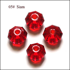 Dark Red Imitation Austrian Crystal Beads, Grade AAA, Faceted, Octagon, Dark Red, 6x4mm, Hole: 0.7~0.9mm