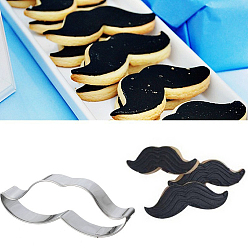 Stainless Steel Color 304 Stainless Steel Cookie Cutters, Cookies Moulds, DIY Biscuit Baking Tool, Mustache, Stainless Steel Color, 33x105mm