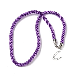 Темно-Фиолетовый 5мм нейлоновый витой шнур для изготовления ожерелий, с латунными выводами и 304 застежками из лобстера из нержавеющей стали, долговечный, стойки покрытие, платина, темно-фиолетовый, 17.72~18.90 дюйм (45~48 см)