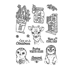 Clear Christmas Animals TPR Plastic Stamps, for DIY Scrapbooking, Photo Album Decorative, Cards Making, Clear, 145x105mm