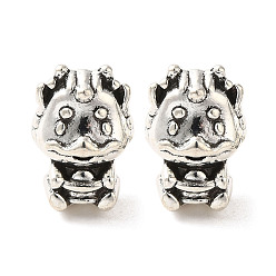 Antique Silver Tibetan Style Alloy European Beads, Large Hole Beads, Cadmium Free & Lead Free, Dragon, Antique Silver, 14x10x9mm, Hole: 4mm, about 333pcs/1000g