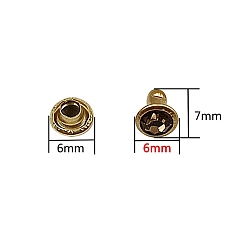 Smoked Topaz Alloy Semi-Tublar Rivet Studs, with Rhinestone, for Purse, Bags, Boots, Leather Crafts Decoration, Smoked Topaz, 6x7mm