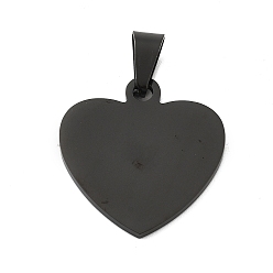 Черный Ионное покрытие (ip) 304 подвески из нержавеющей стали, штамповка пустой метки, сердце, чёрные, 26x25x1.5 мм, отверстие : 10x4.5 мм