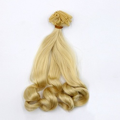 Pale Goldenrod High Temperature Fiber Long Hair Short Wavy Hairstyles Doll Wig Hair, for DIY Girl BJD Makings Accessories, Pale Goldenrod, 7.87~39.37 inch(20~100cm)