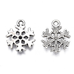 Antique Silver Tibetan Style Alloy Pendants, Cadmium Free & Lead Free, Snowflake, Antique Silver, 16x13.5x1.5mm, Hole: 1.5mm, about 1147pcs/1000g
