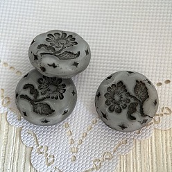 Серебро Чешские Бусины, плоские круглые с цветком жизни, серебряные, 18 мм