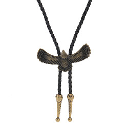 Bird Antique Bronze Alloy Pendants Lariat Necklaces, Bolo Tie, Bird, 39.37 inch(100cm)