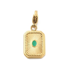 Средний Бирюзовый 304 подвеска из эмали из нержавеющей стали, прямоугольник амулеты, ионное покрытие (ip), реальный 14 k позолоченный, средне бирюзовый, 28 мм