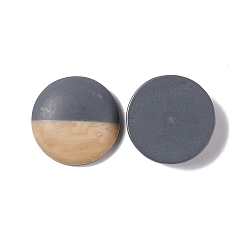 Gray Two Tone Wood Grain Frosted Imitation Leather Style Resin Cabochons, Flat Round, Gray, 18x5mm