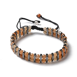 Красный Авантюрин Регулируемые плетеные браслеты из бусин из натурального красного авантюрина и синтетического гематита, внутренний диаметр: 2-1/4~3-3/8 дюйм (5.6~8.5 см)