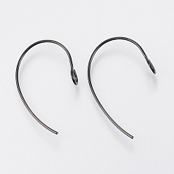 Electrophoresis Black 304 Stainless Steel Earring Hooks, with Vertical Loop, Electrophoresis Black, 25x14x4mm, Hole: 3mm, 21 Gauge, Pin: 0.7mm
