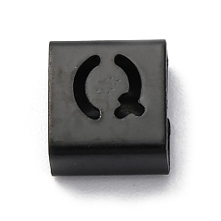 Letter Q Ионное покрытие (ip) 304 квадратные подвески-слайдеры из нержавеющей стали, чёрные, Буква Q, 9x8x4 мм, отверстие : 3.5x8.5 мм