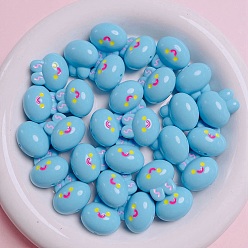 Deep Sky Blue Plastic Beads, Rabbit, Deep Sky Blue, 20mm, Hole: 2mm