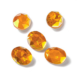 Sun Light AB Style Eletroplate K9 Glass Rhinestone Cabochons, Pointed Back & Back Plated, Faceted, Oval, Sun, 10x8x4.5mm