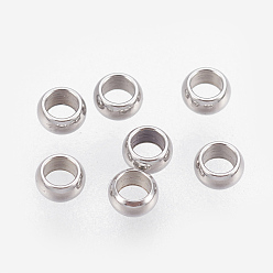 Stainless Steel Color 201 Stainless Steel Beads, Rondelle, Stainless Steel Color, 2.5x1mm, Hole: 1.4mm